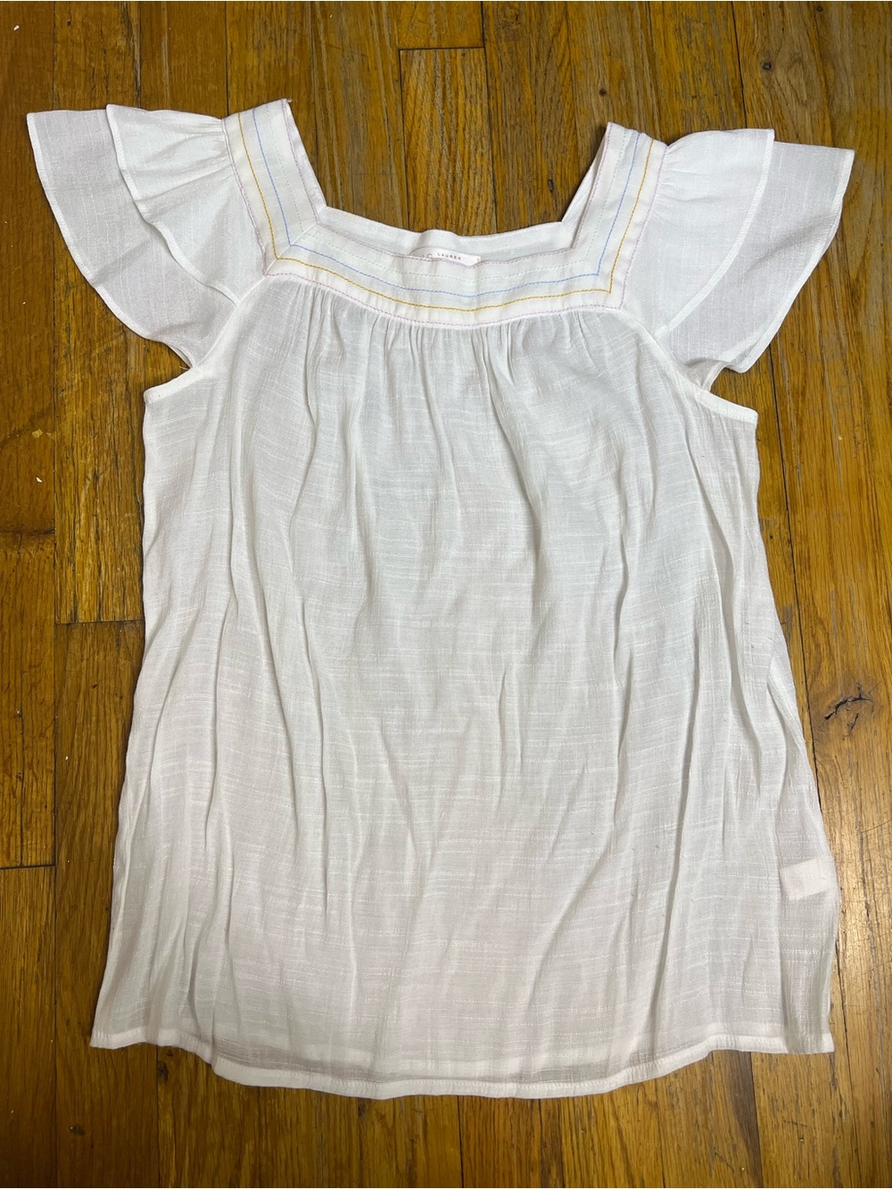 Lauren Conrad white blouse with thin vertical stripes XS